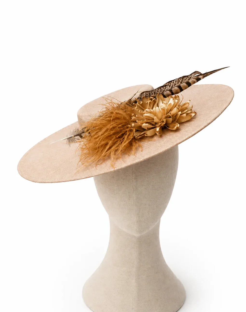Tocado canotier beige