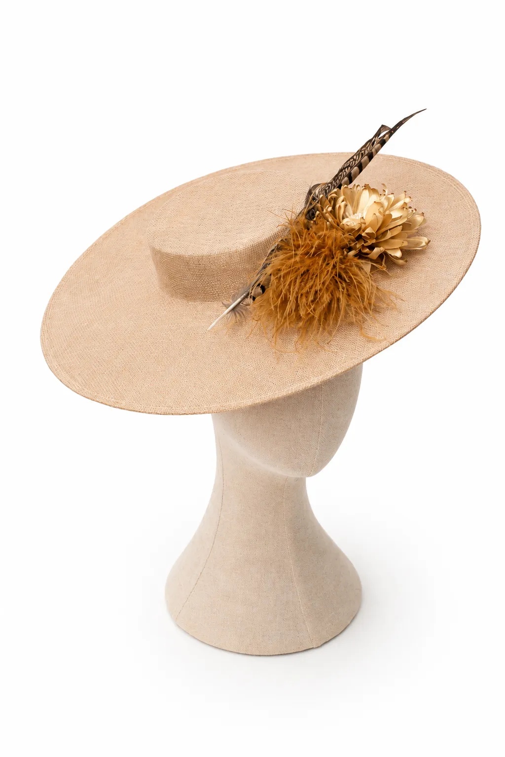 Tocado canotier beige - Imagen 2