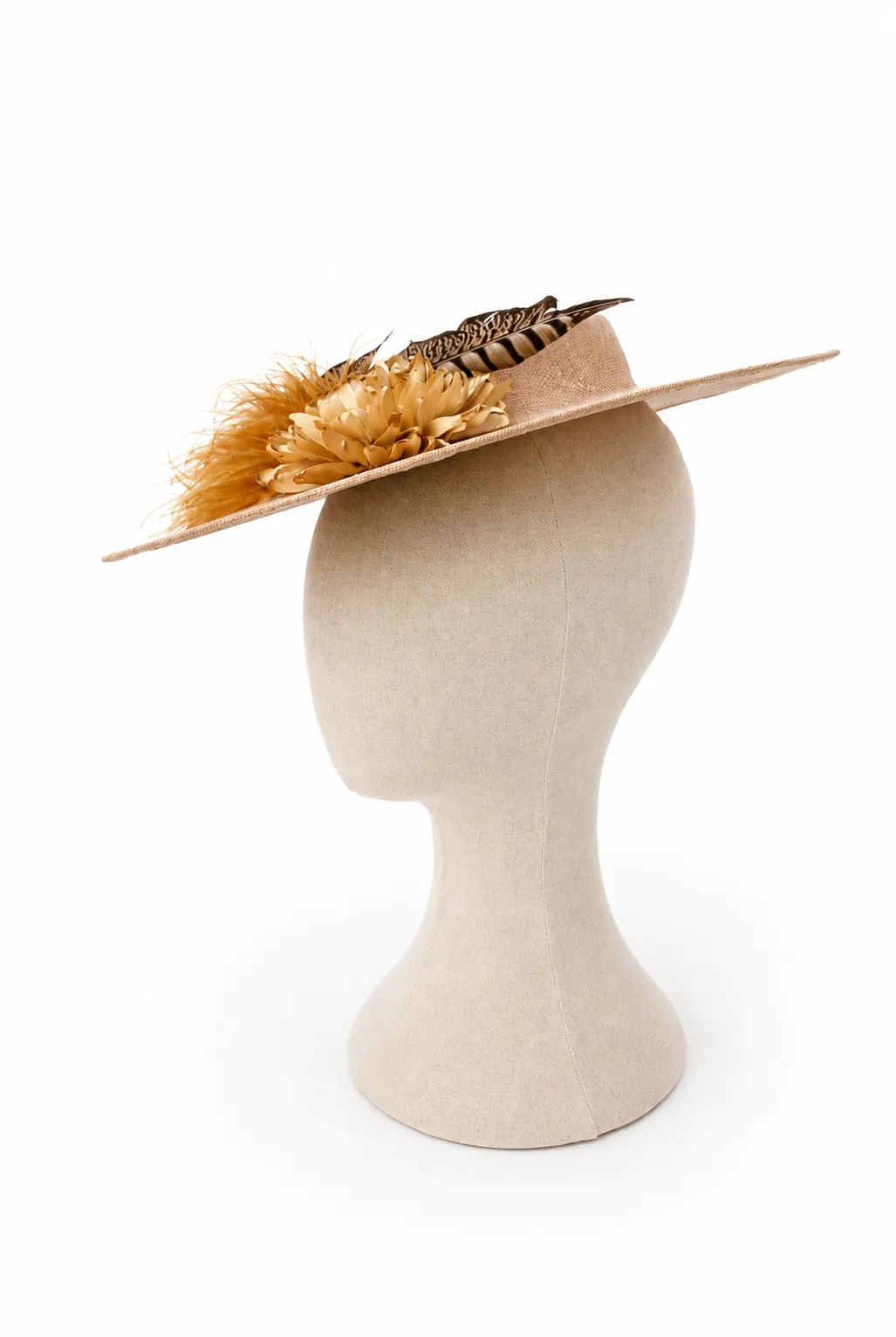 Tocado canotier beige - Imagen 3
