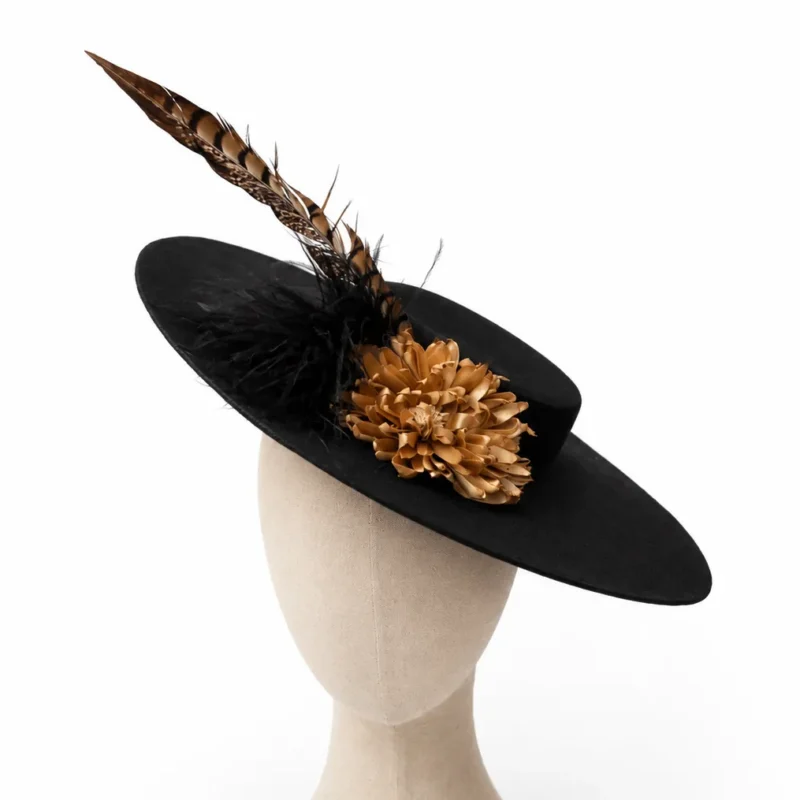 Tocado canotier negro