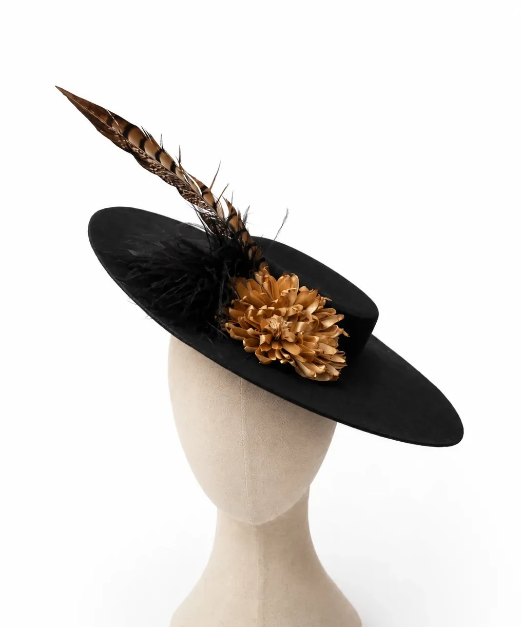 Tocado canotier negro