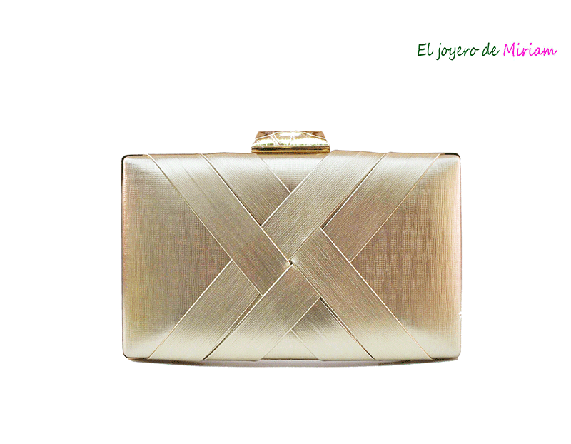 Bolso clutch dorado trenzado