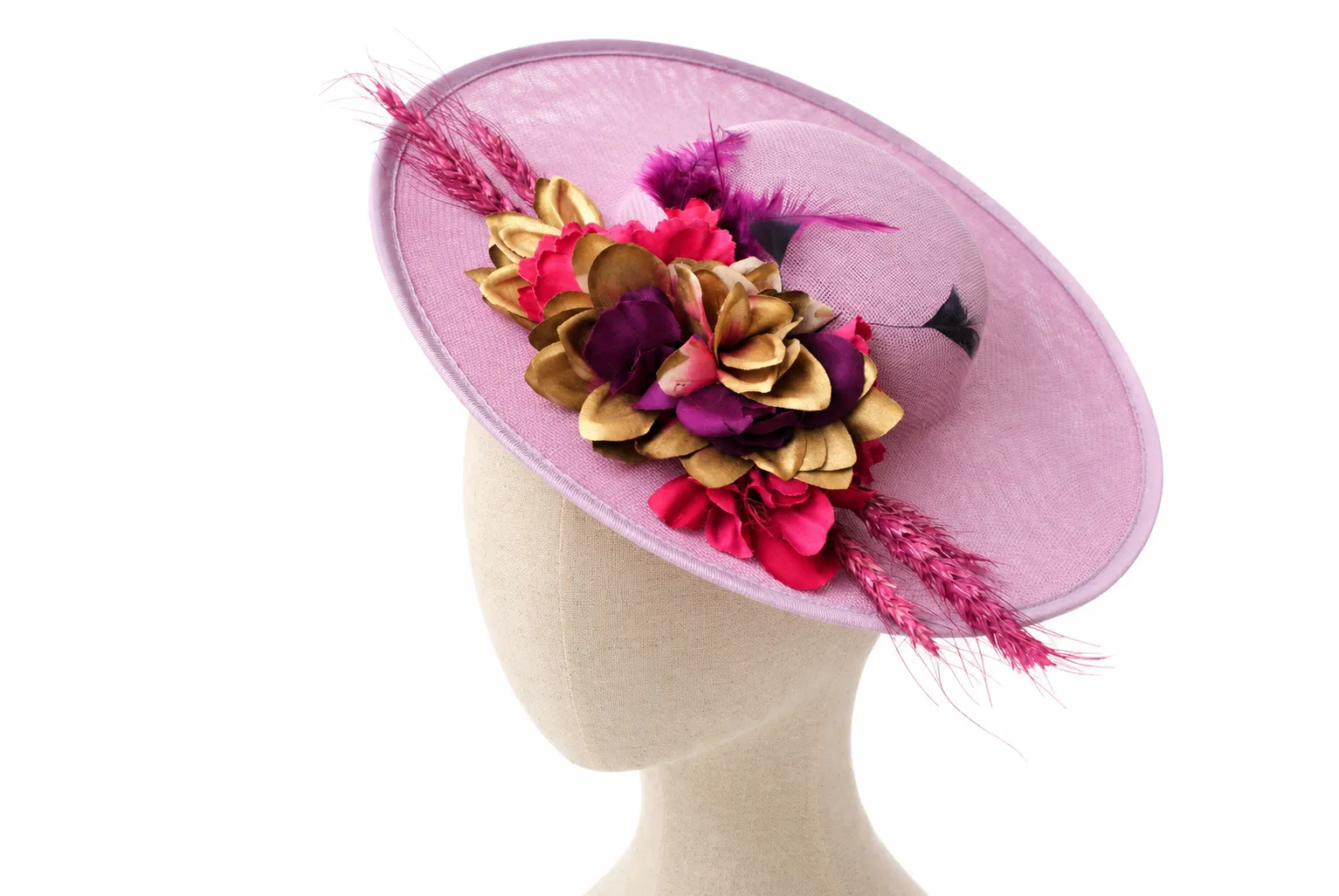 Tocado canotier malva - Imagen 2