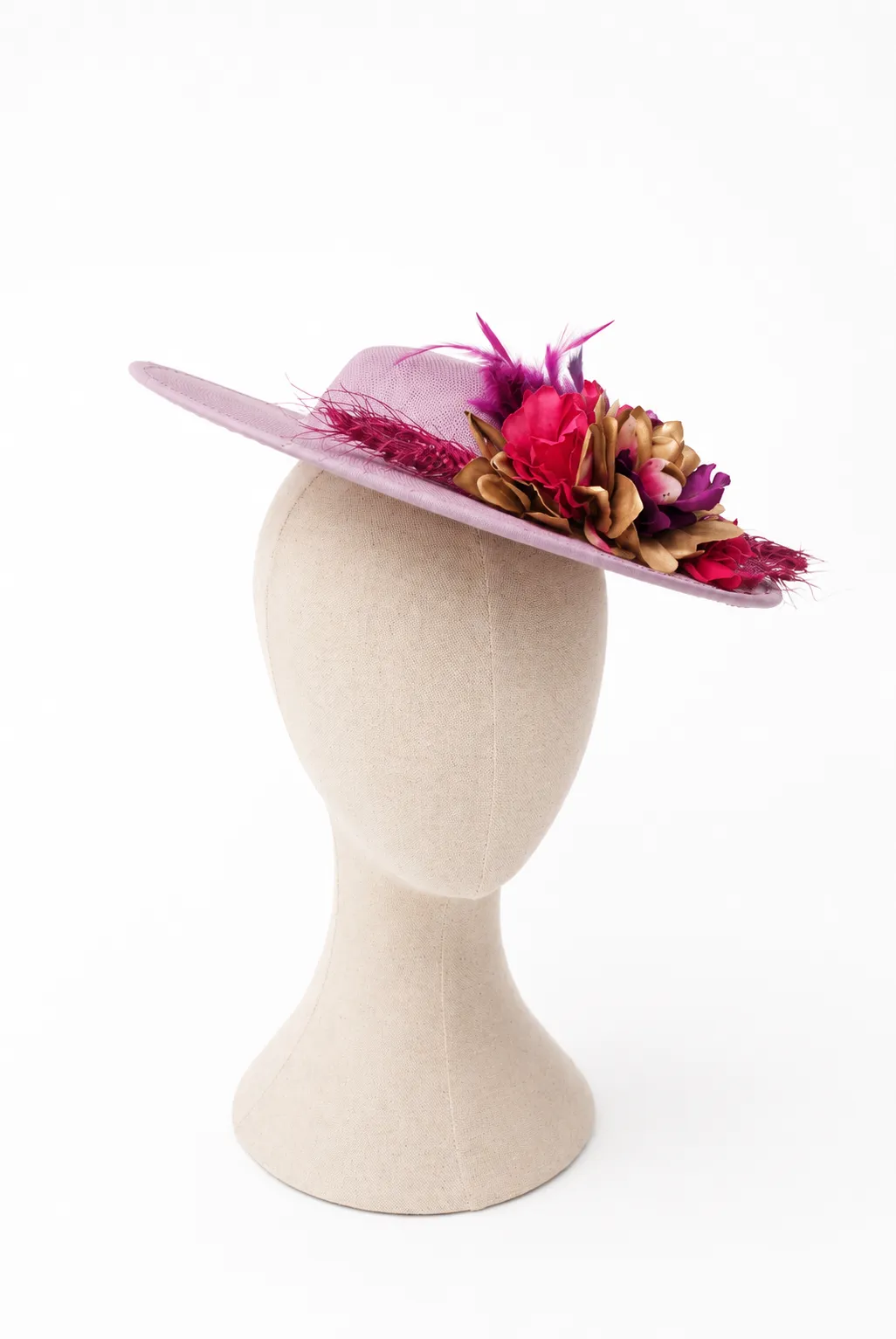 Tocado canotier malva - Imagen 3