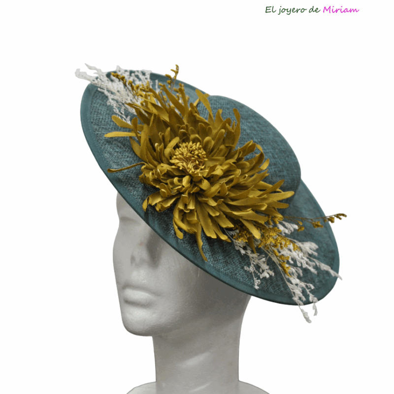 Tocado de fiesta azul petróleo