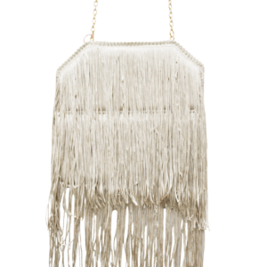 Bolso clutch flecos beiges