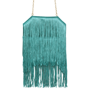 Bolso clutch flecos turquesa