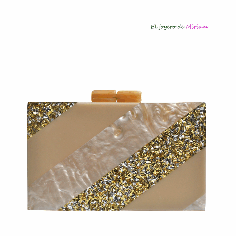 Bolso clutch nácar multi beige