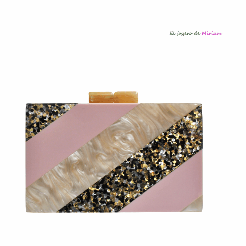 Bolso clutch nácar multi rosa