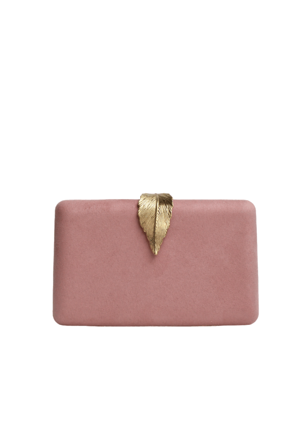 Clutch rosa maquillaje hoja