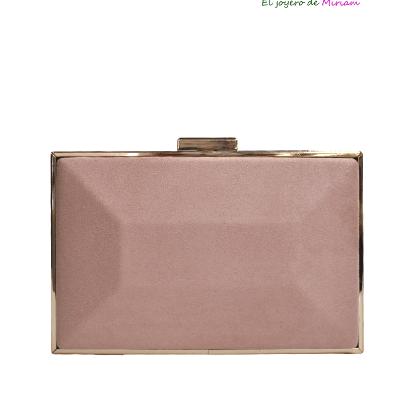Clutch rosa nude y dorado