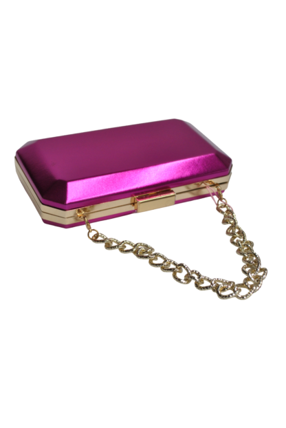 Bolso clutch fucsia metalizado - Imagen 3