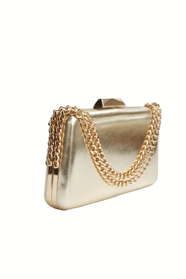 Bolso clutch dorado asa cadena - Imagen 2