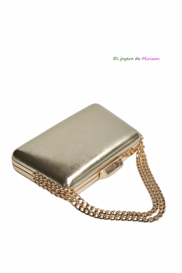 Bolso clutch dorado asa cadena