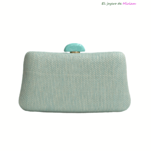 Bolso clutch rafia aguamarina