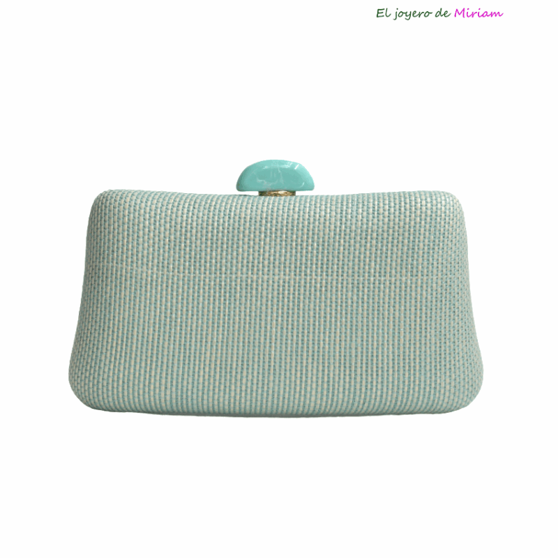 Bolso clutch rafia aguamarina