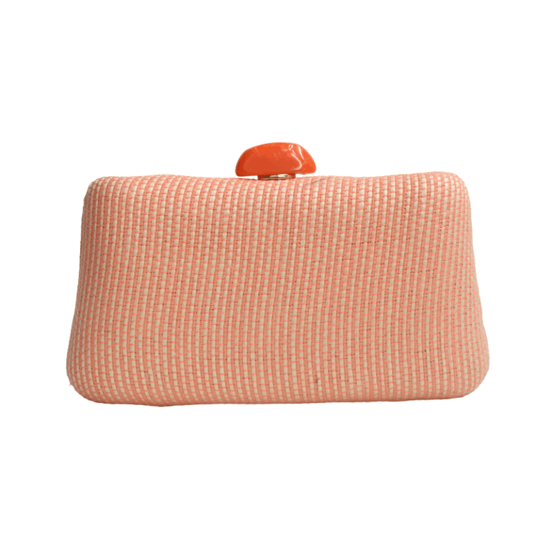 Bolso clutch naranja rafia