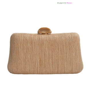 Bolso clutch rafia marrón