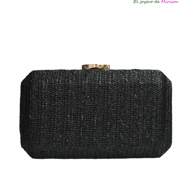 Bolso clutch negro rafia