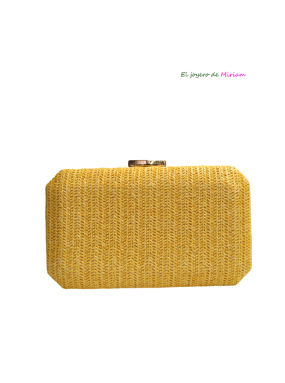 Bolso clutch amarillo rafia