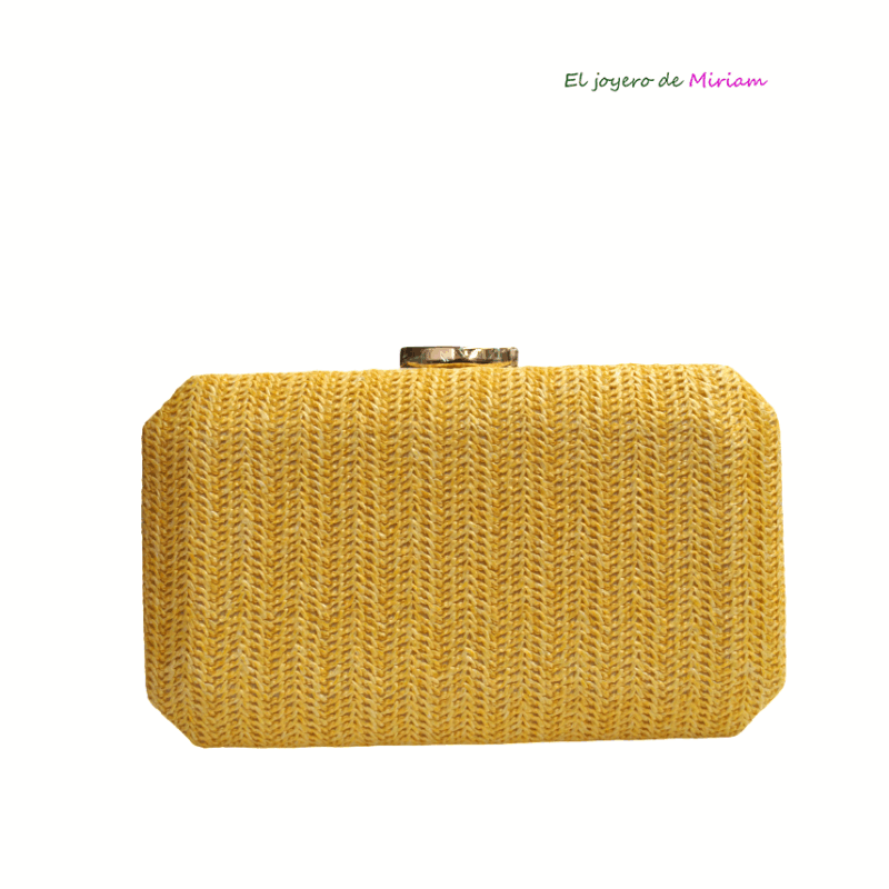 Bolso clutch amarillo rafia