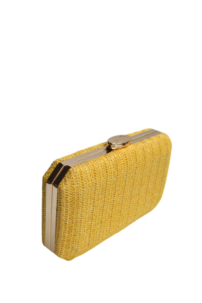 Bolso clutch amarillo rafia - Imagen 2