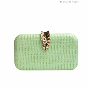 Clutch verde manzana y oro