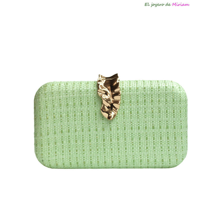 Clutch verde manzana y oro