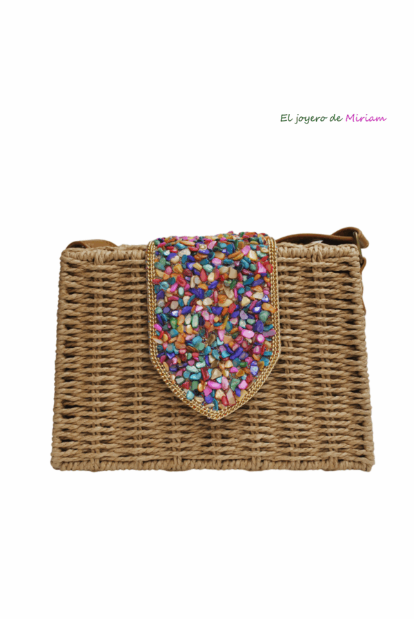 Bolso rafia solapa piedras - Imagen 2