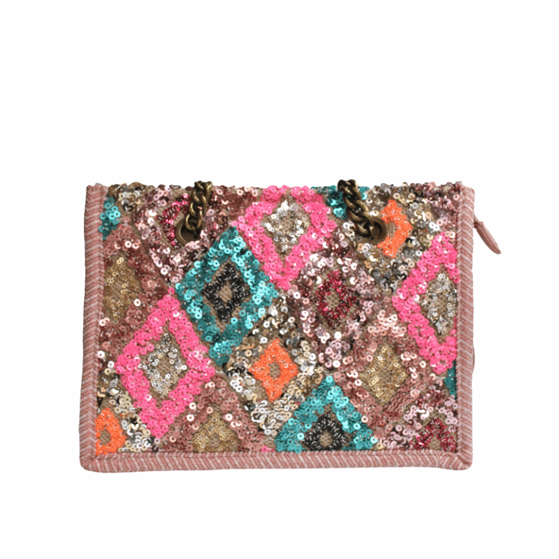 Bolso asas rosa lentejuelas