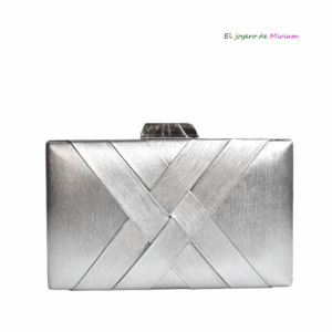 Bolso clutch plateado trenzado