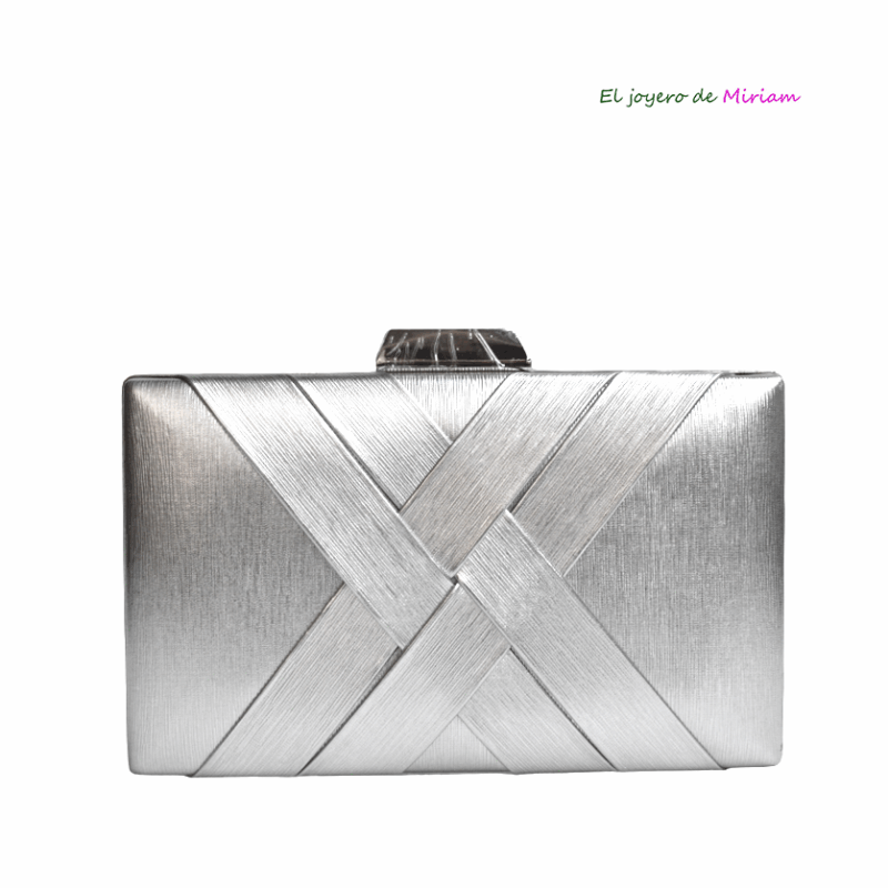 Bolso clutch plateado trenzado