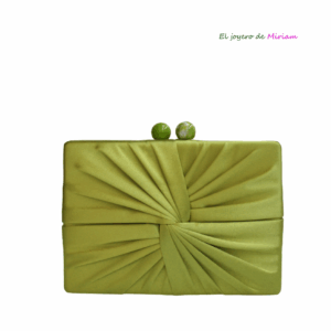 Cluch verde lima raso frunce