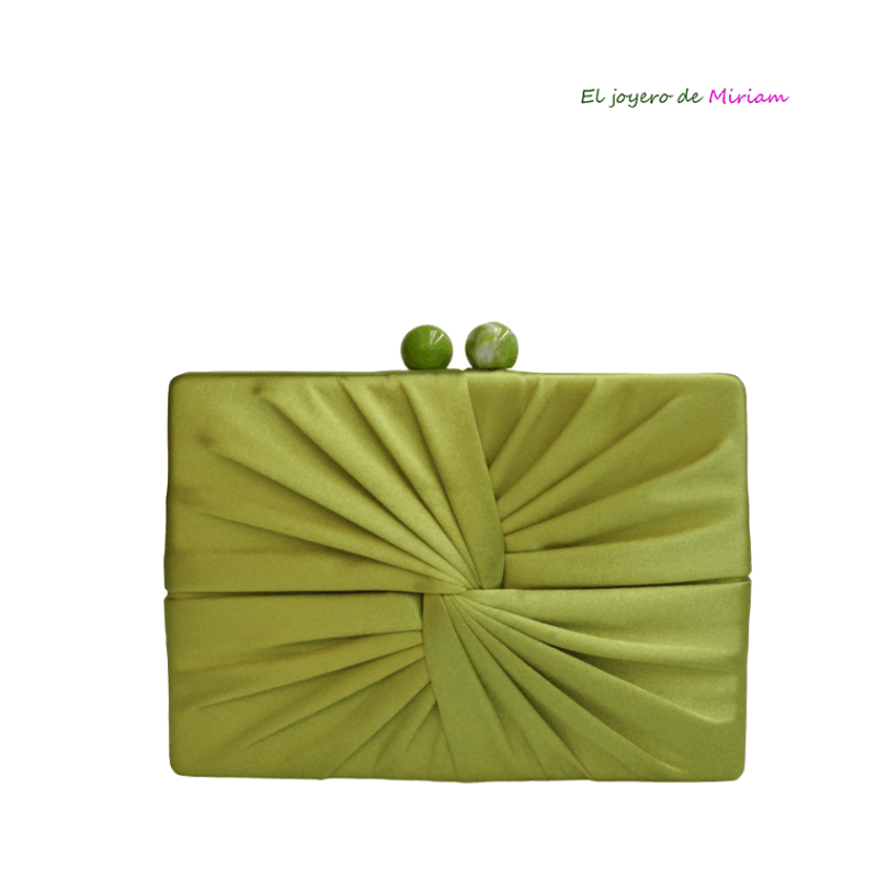 Cluch verde lima raso frunce
