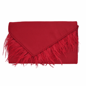 Cartera de fiesta roja plumas