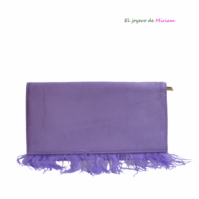 Cartera de fiesta violeta plumas