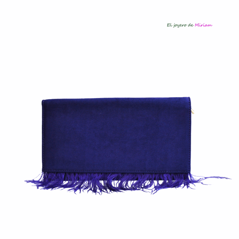 Cartera morada oscura plumas