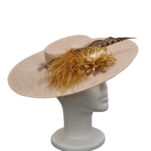 Tocado canotier beige