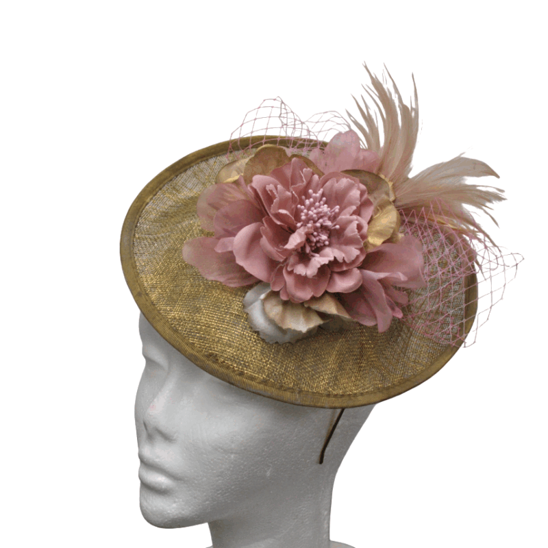 Tocado dorado y rosa nude