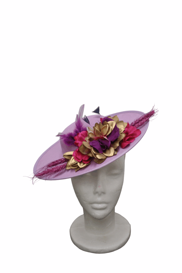 Tocado canotier malva - Imagen 2