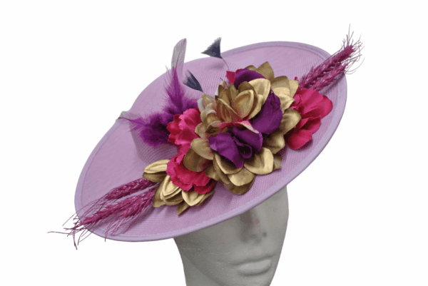 Tocado canotier malva - Imagen 3