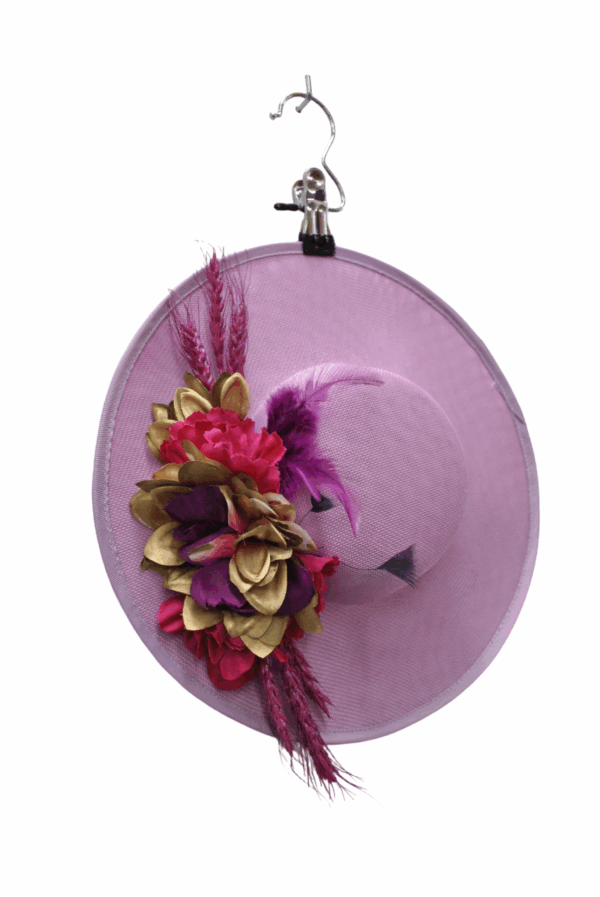 Tocado canotier malva - Imagen 5