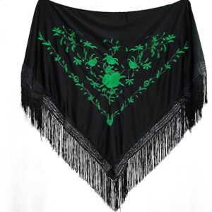 Mantoncillo negro y verde bordado
