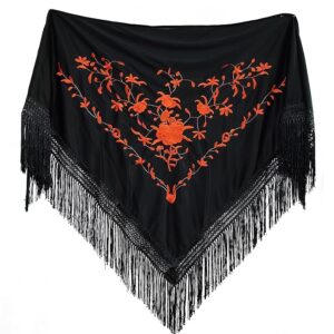Mantoncillo negro y naranja bordado