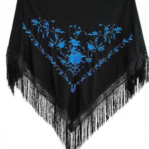 Mantoncillo negro y azul bordado