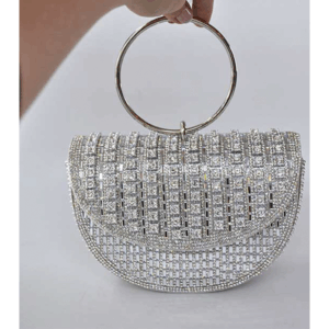 Bolso clutch plateado joya