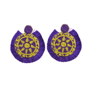 Pendientes morados y amarillos