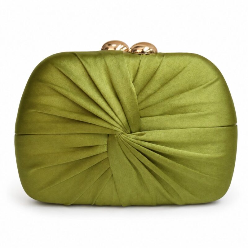 Clutch ovalado verde oliva raso