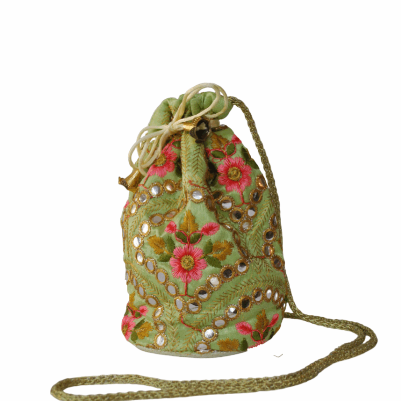 Bombonera verde bordada