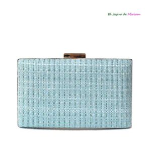Bolso clutch azul y oro